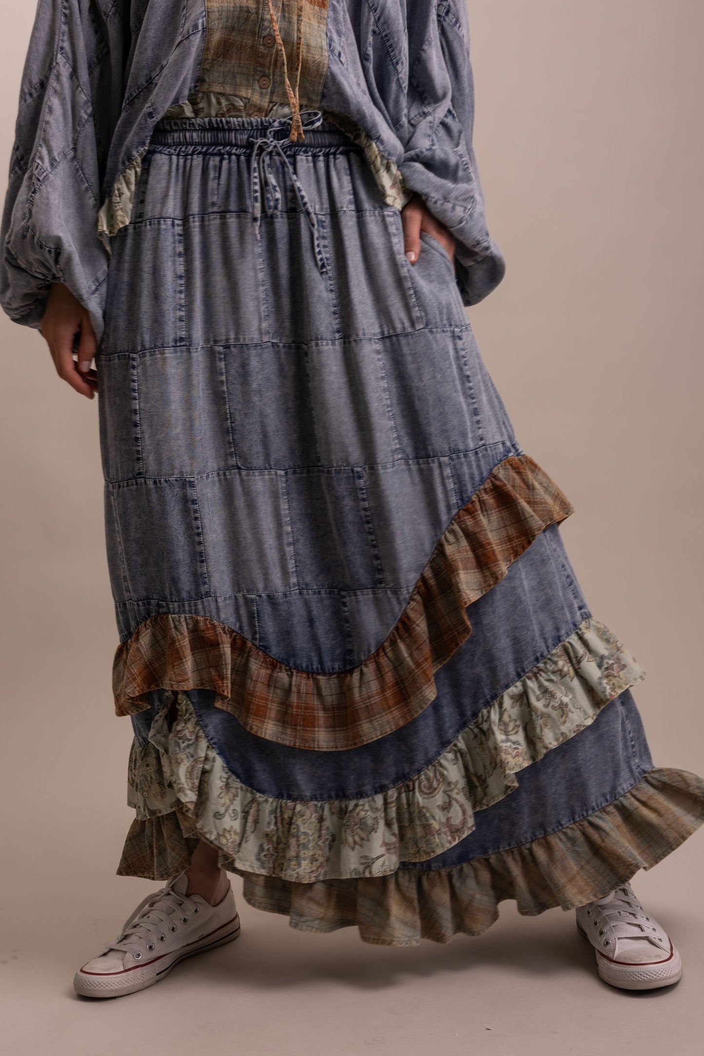 Denim Tiered Ruffle Skirt OR Top