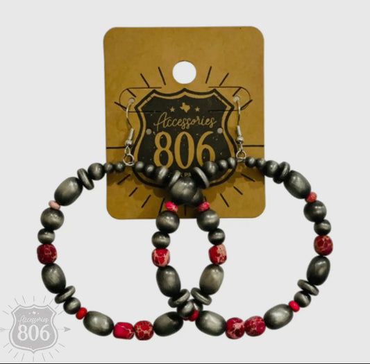 Burnished Bead and Stone Earrings