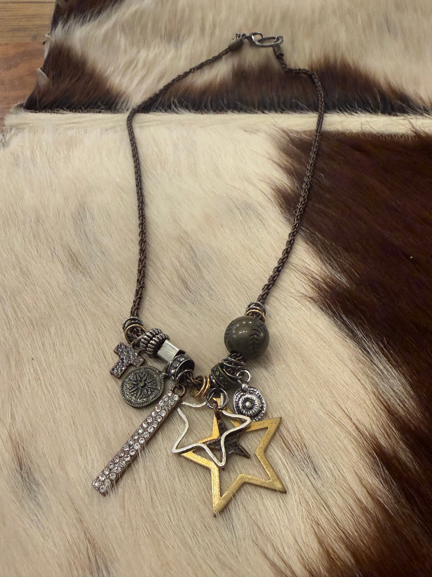 Double Star Charm Necklace