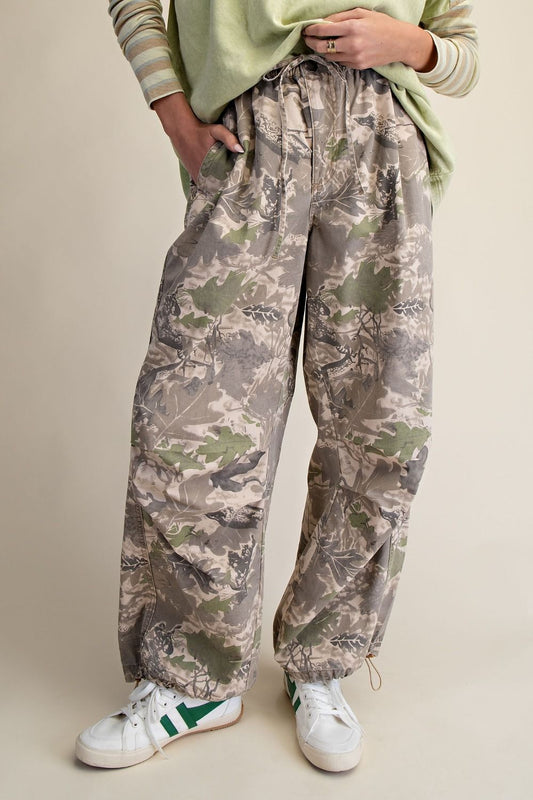CAMOUFLAGE PRINTED MINERAL WASHED TWILL PANTS