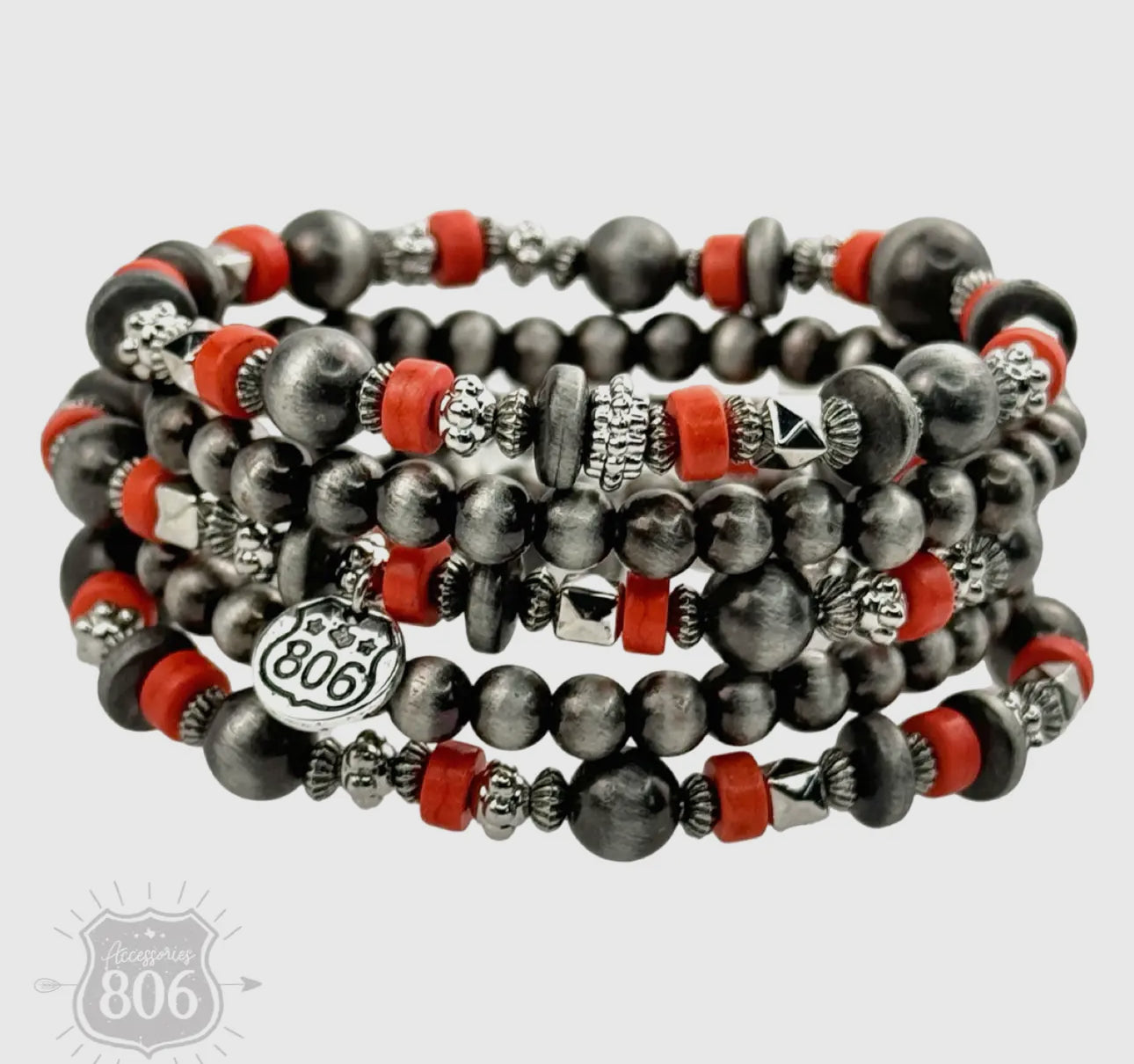 Silver Mixed Bead Bracelet Set