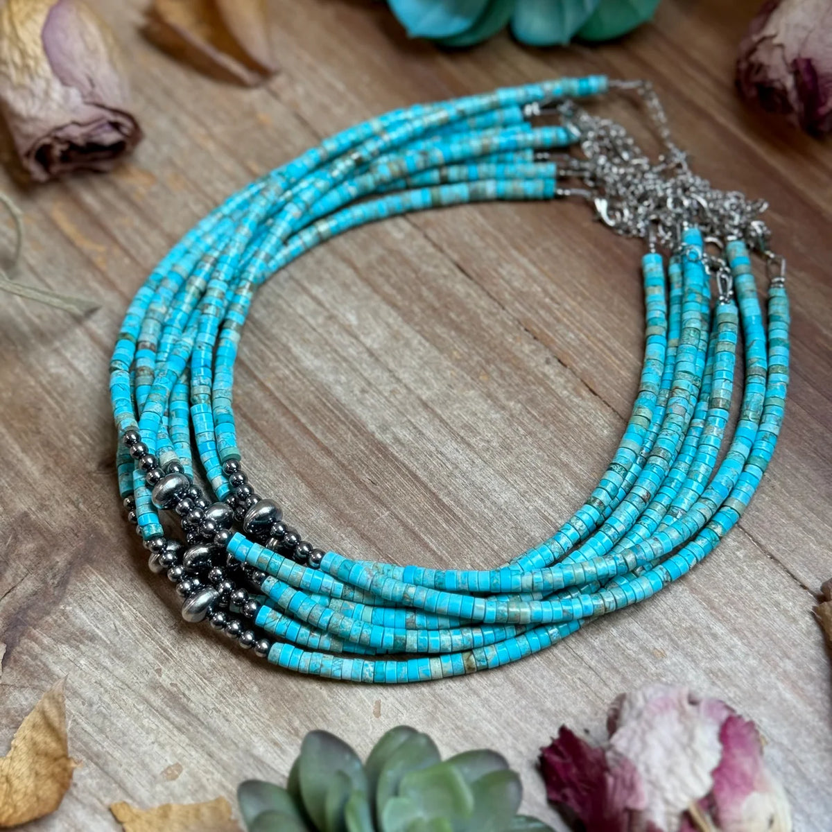 Variscite Heishi Necklace - 14"
