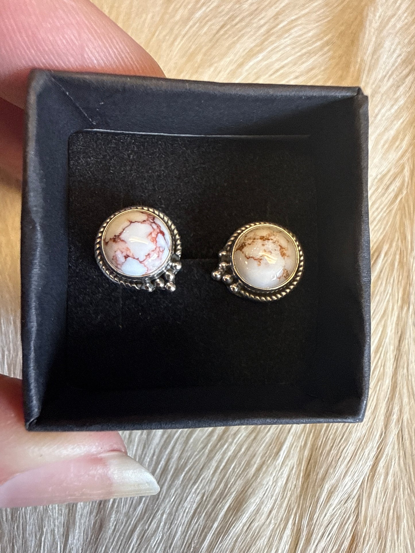 Sterling Silver Ball & Rope Detail Stud Earrings