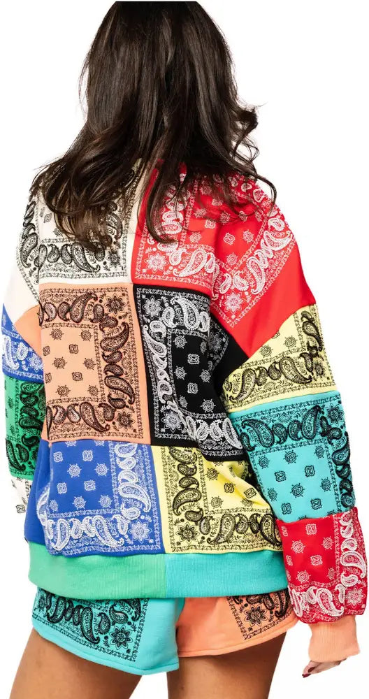 Queen Of Sparkles MULTI COLORBLOCK BANDANA SWEATSHIRT or SHORTS