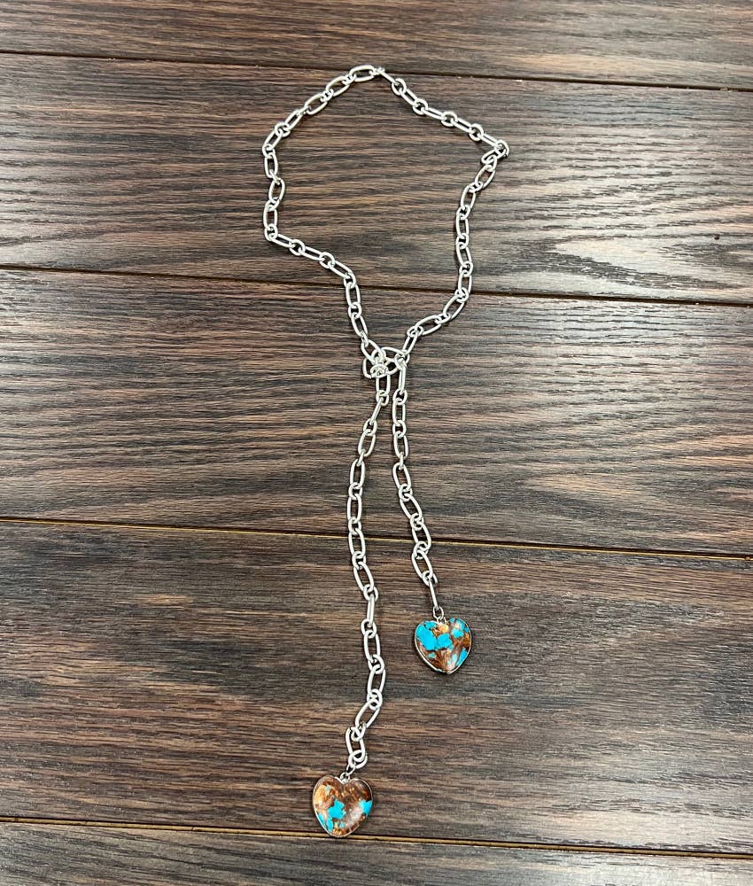 Bovina Heart Gemstone Tied Necklace