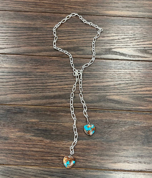 Bovina Heart Gemstone Tied Necklace