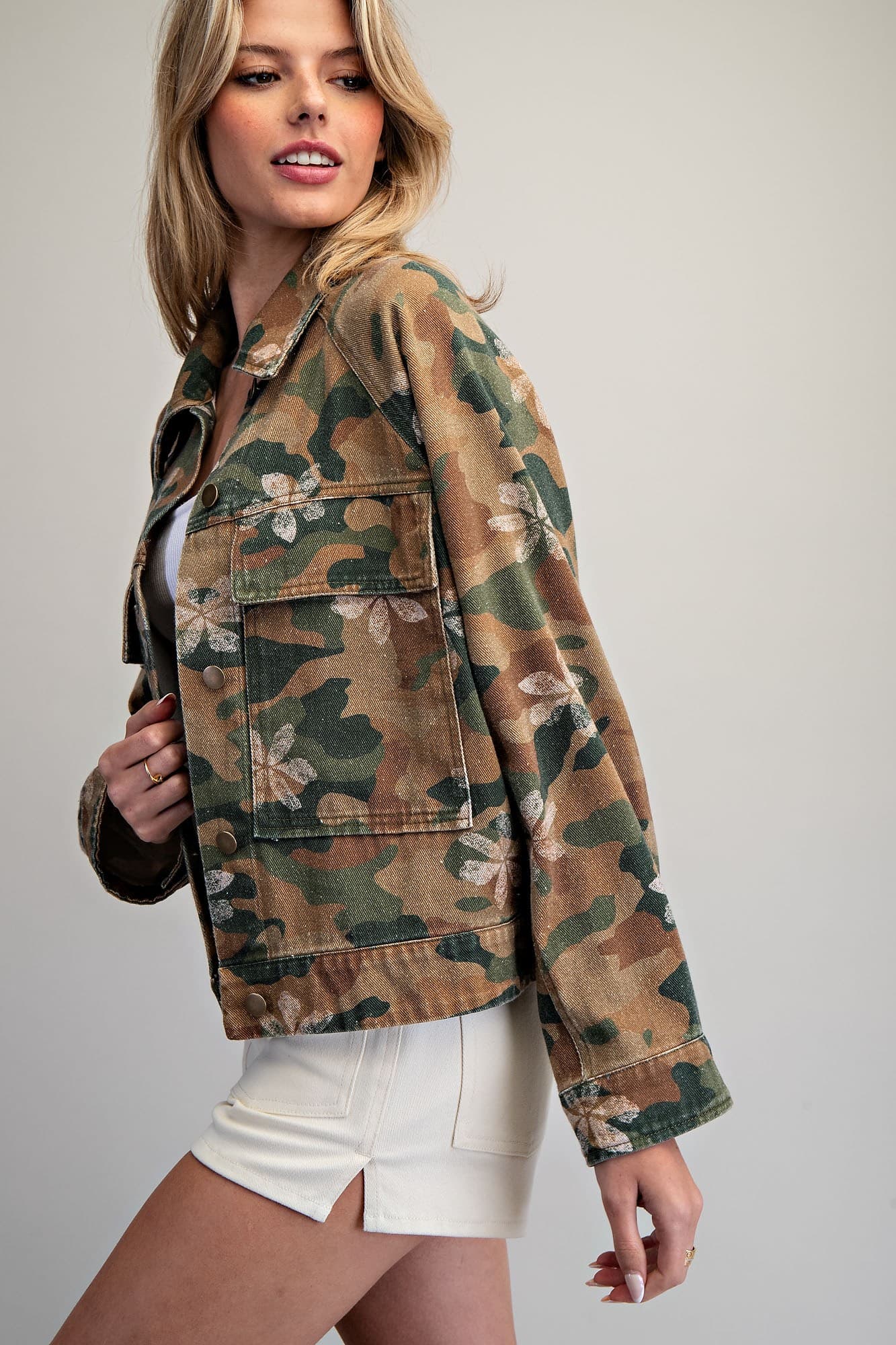 Floral Camo Printed Jacket