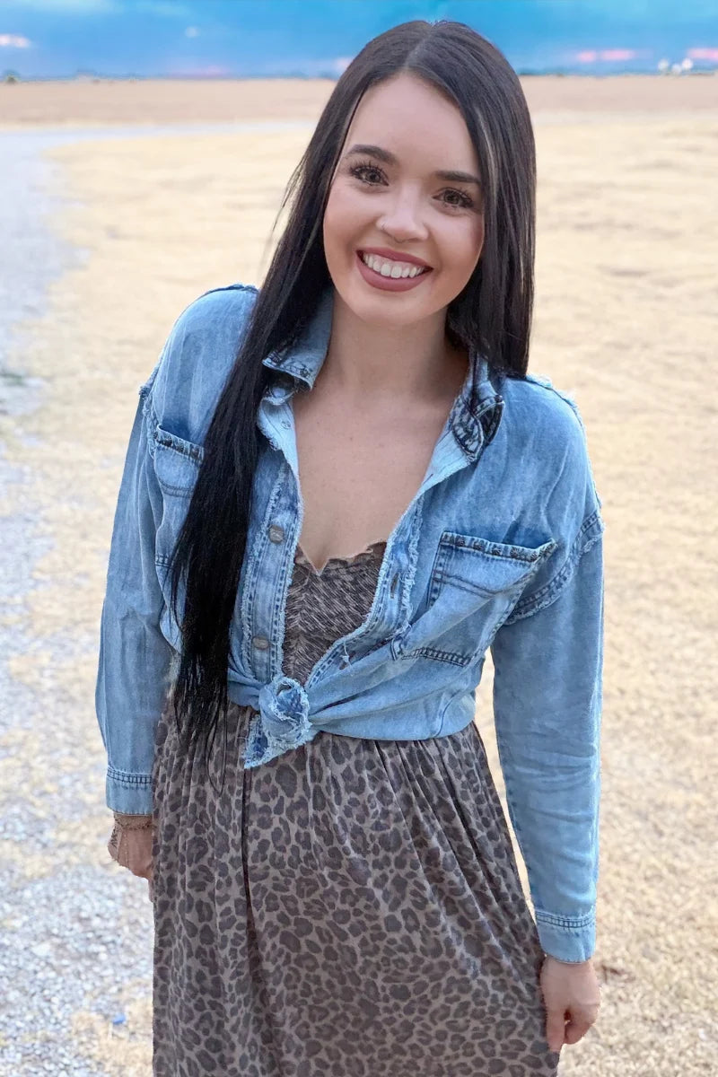 STUDDED DENIM SHACKET