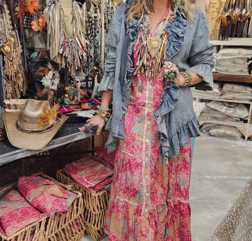 Vintage Distressed Bandana Dress/Duster
