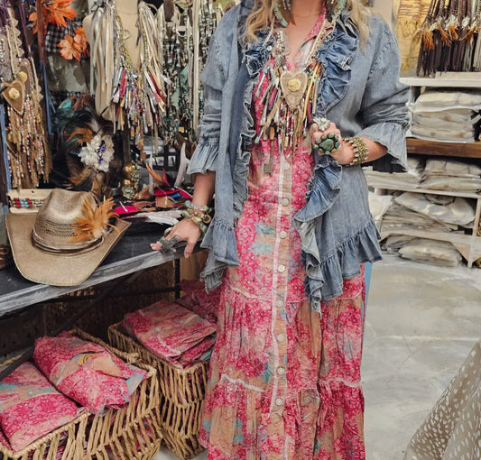 Vintage Distressed Bandana Dress/Duster