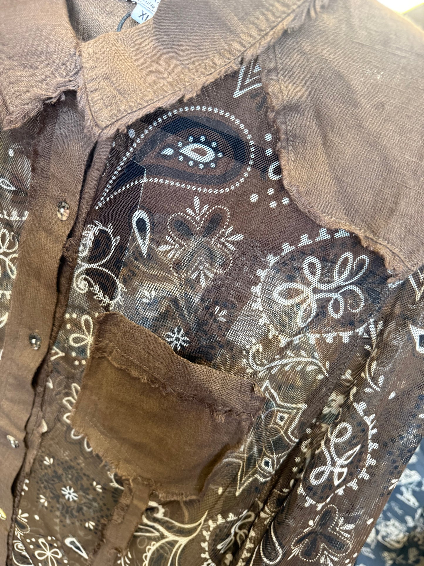 Printed Mesh Linen Shirt