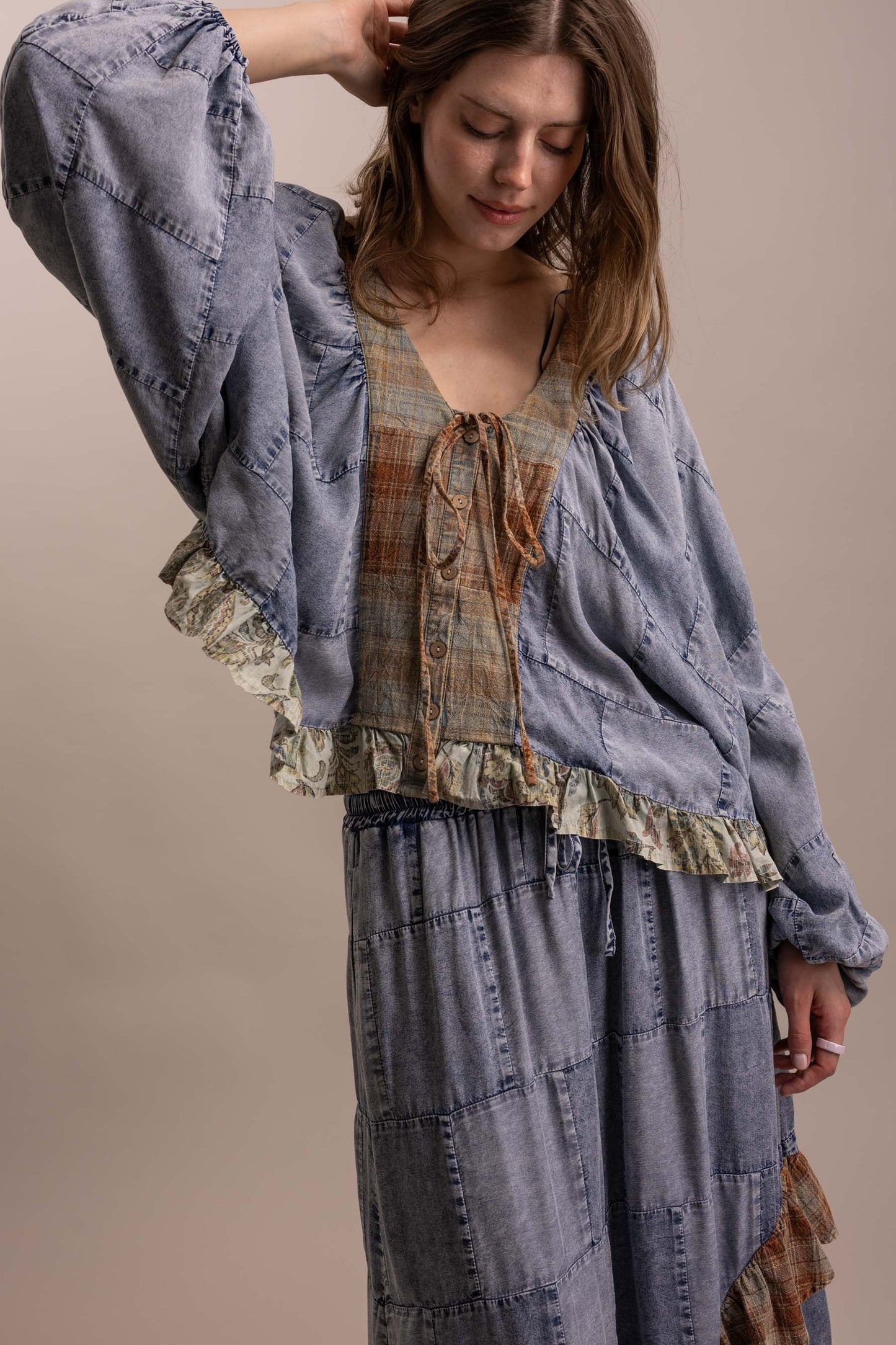 Denim Tiered Ruffle Skirt OR Top