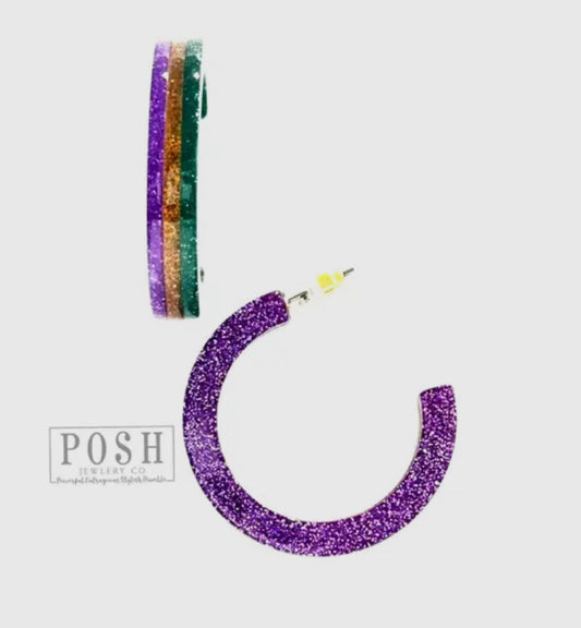 Mardi Gras Hoop Earring