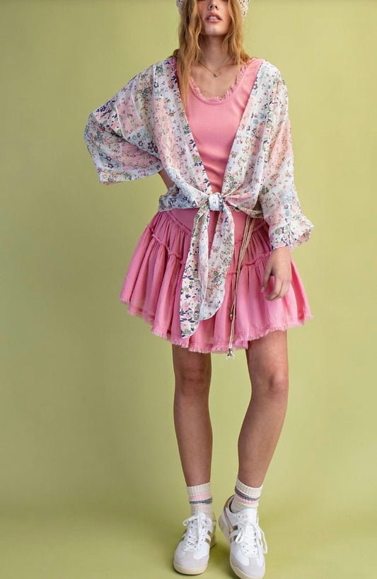 Dolman Printed Tie Top