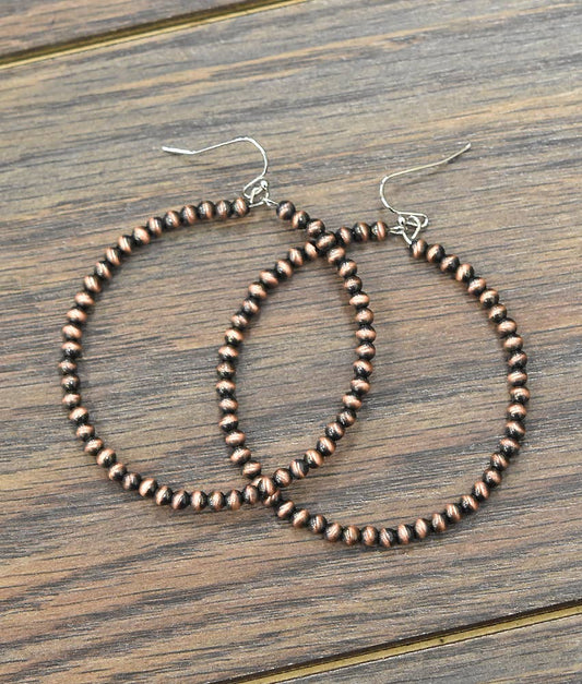 Benjamin Copper Navajo Bead Hoop Earrings