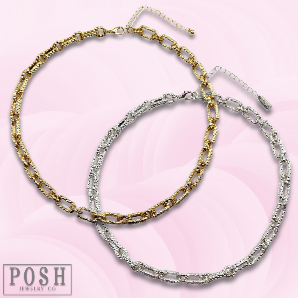 Chunky textured chain necklace