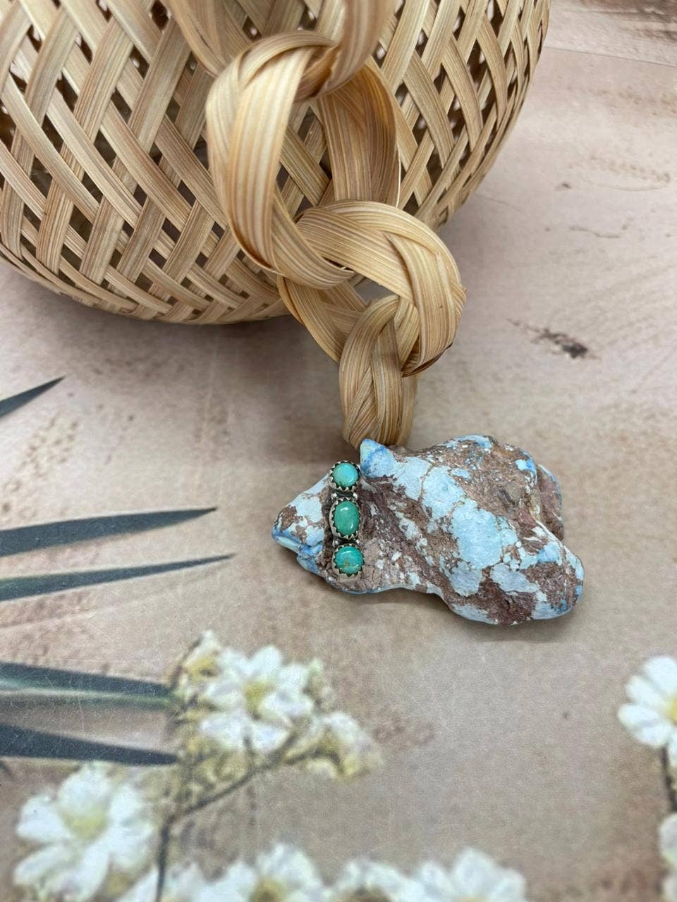 Handmade Sterling Silver Kingman Turquoise Charms with Signed Nizhoni