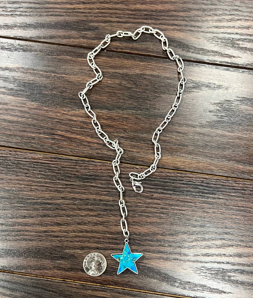 737763, Lariat Star Gemstone Necklace