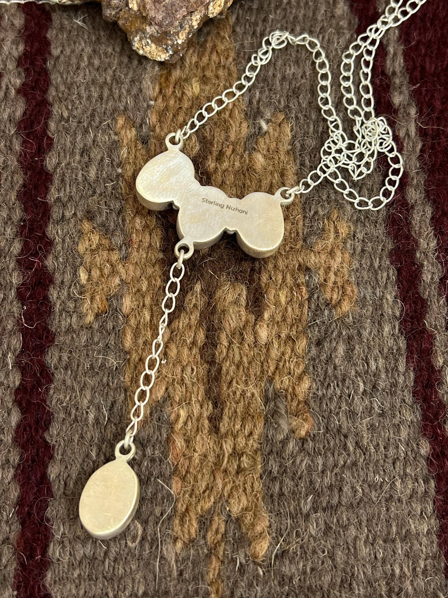 Handmade Sterling Silver Cotton Candy Turquoise Necklace with Signed Nizhoni