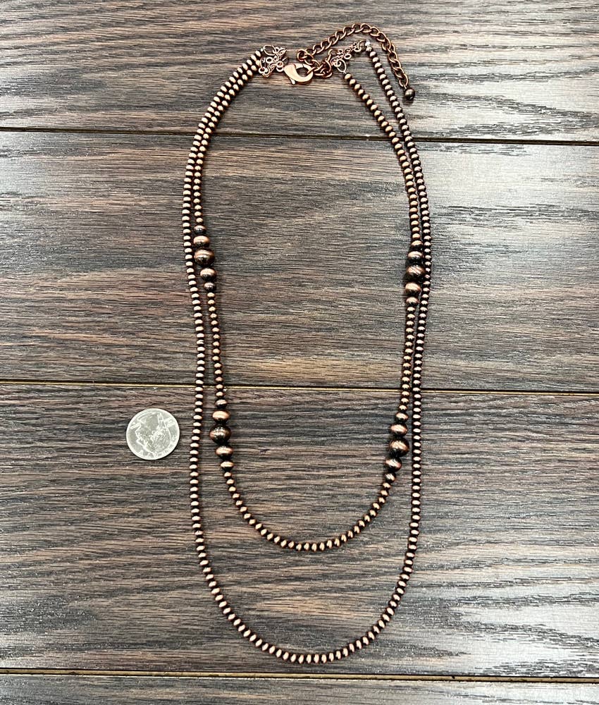 736981, Handmade 26" Copper Navajo Bead Necklace