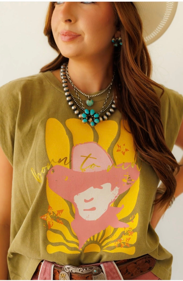 Born To Ride Olive Tank
