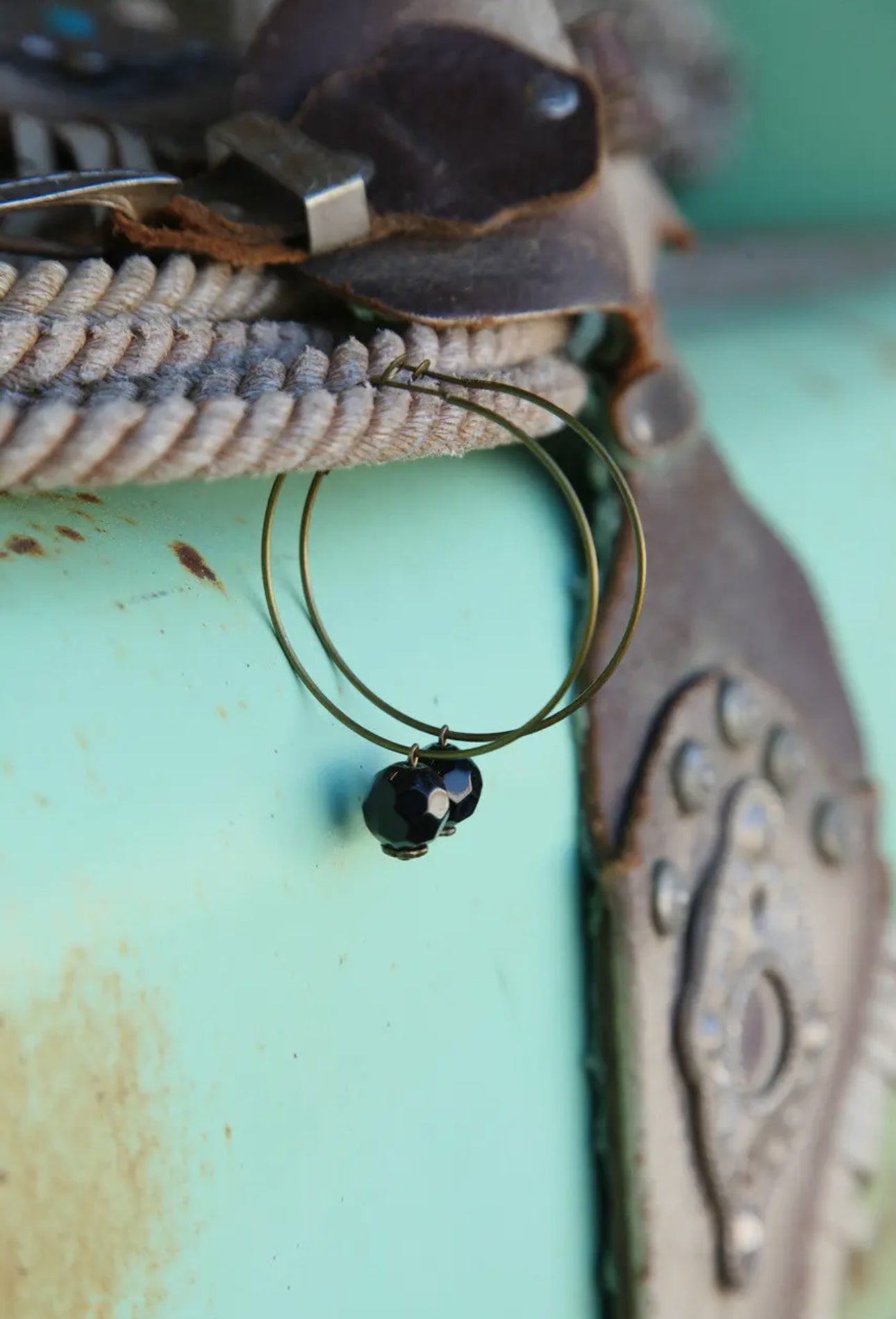 Hoop and Bead Drop Earring