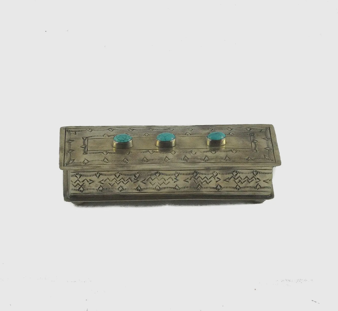 Stamped Eyeglass Box w/ Turquoise