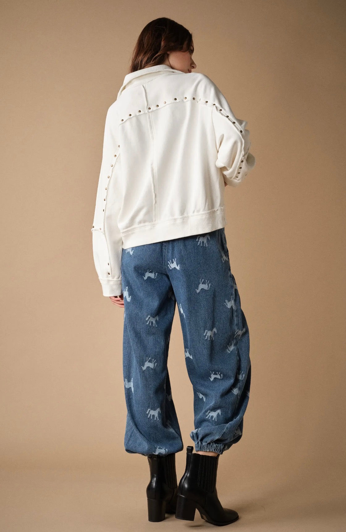 Studded Half-Zip Sweatshirt