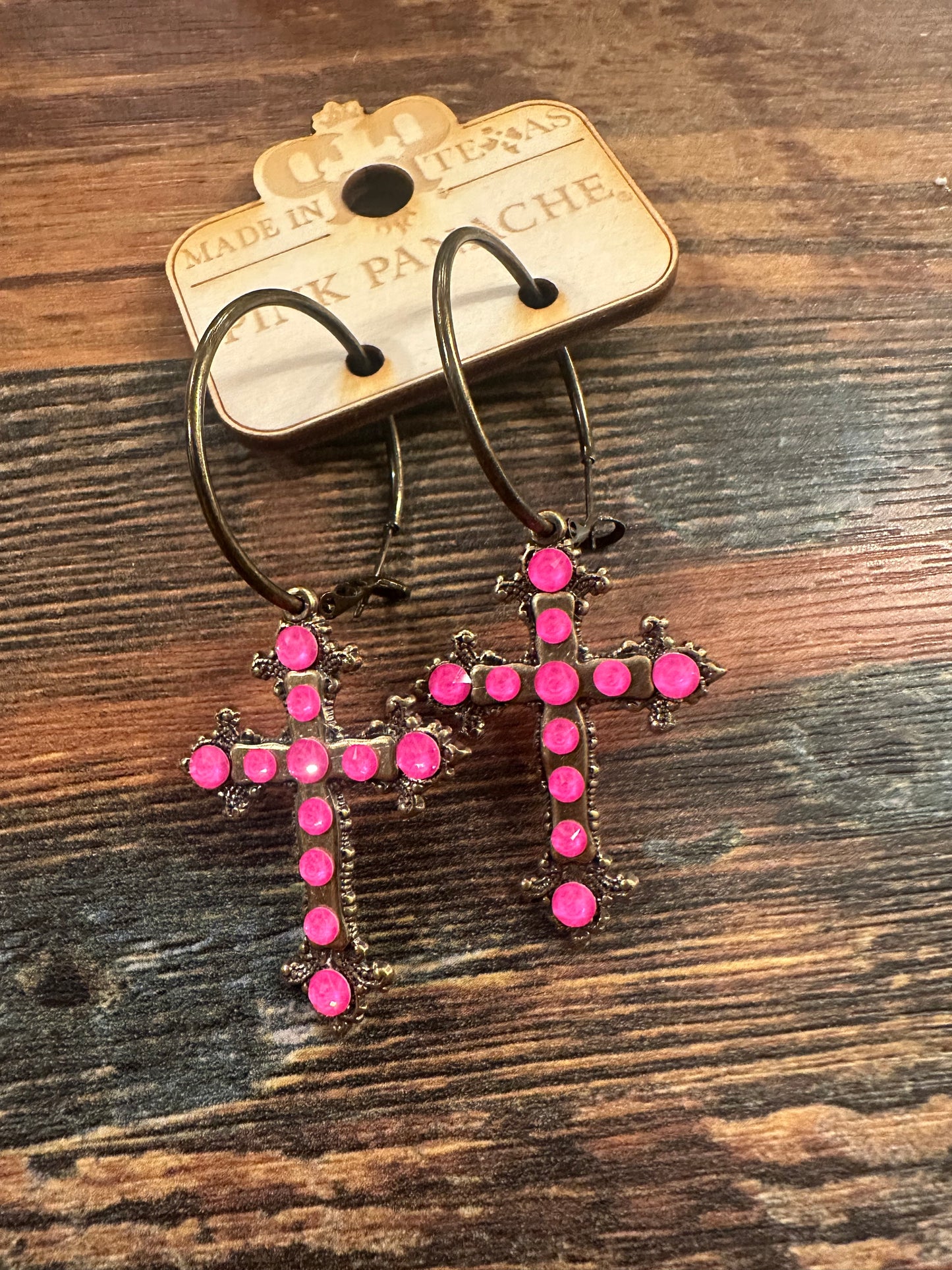 Fancy Cross Earrings with Austrian Crystals