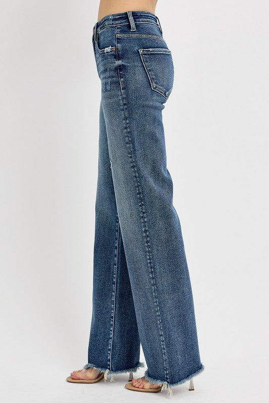 Risen Tummy Control High Rise Long Straight Jeans