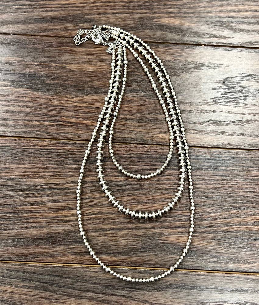 Bridge Handmade Silver Navajo Bead Necklace