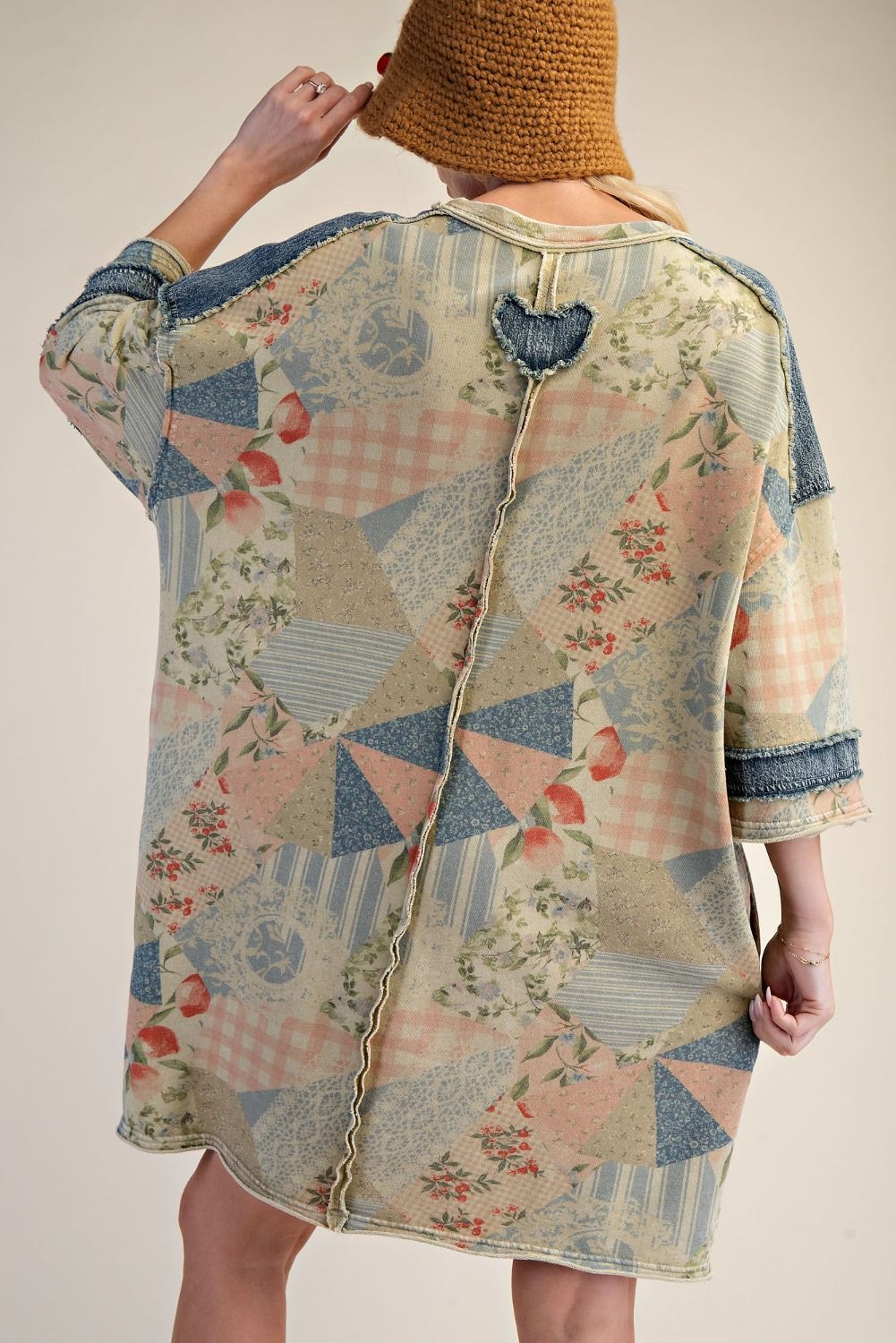 RETRO 67 PATCH FRONT WASHED TERRY T-SHIRT DRESS