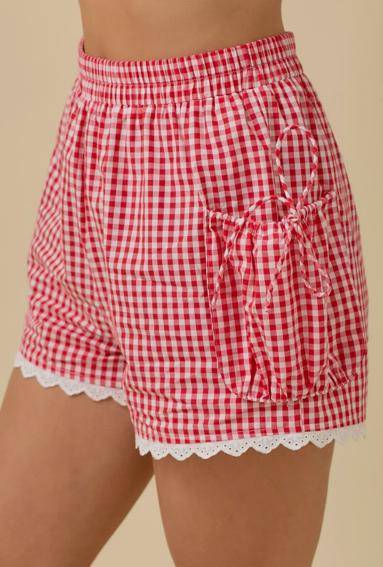 Gingham Shorts with Side Pouch Pocket