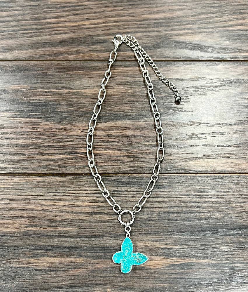 739392, Butterfly Gemstone Necklace