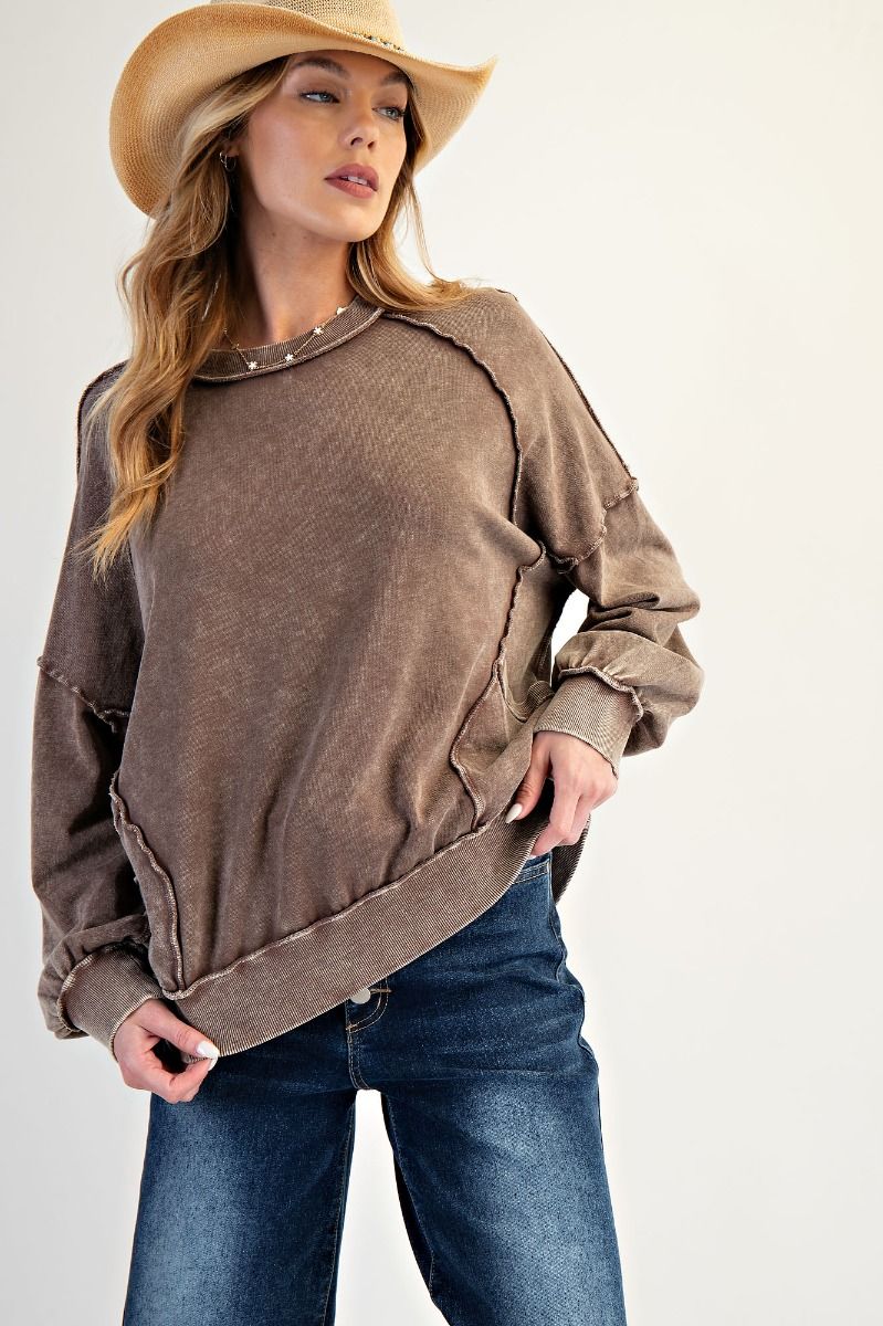 Cut Out Mineral Washed Pull Over