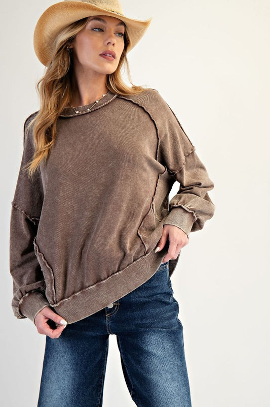 Cut Out Mineral Washed Pull Over