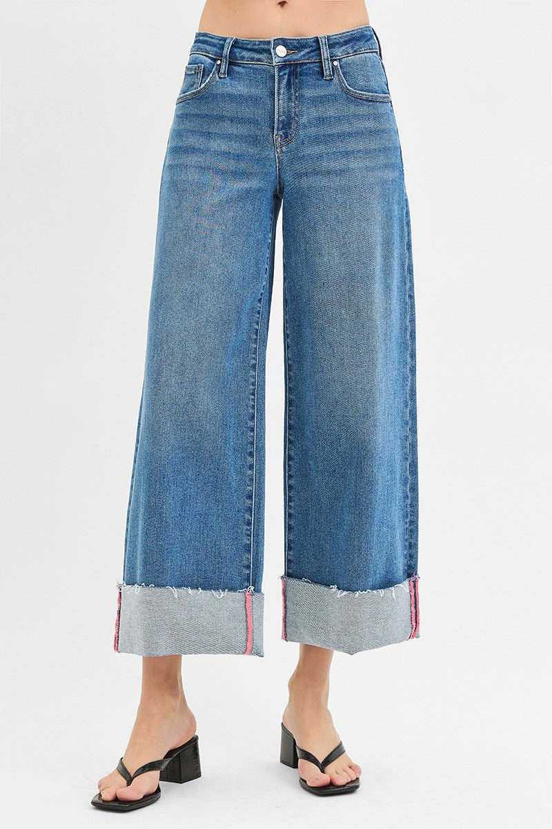 Risen - Mid Rise Crop Cuffed Jeans