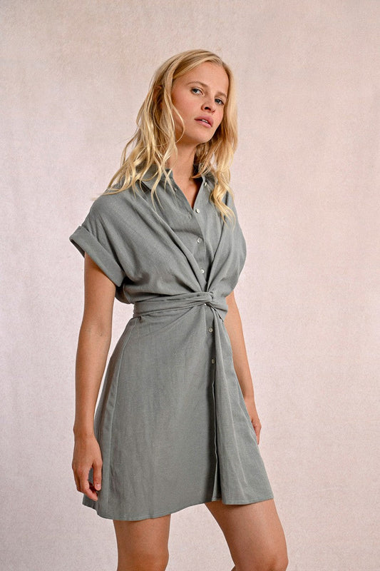 TIE-BACK SHIRT DRESS