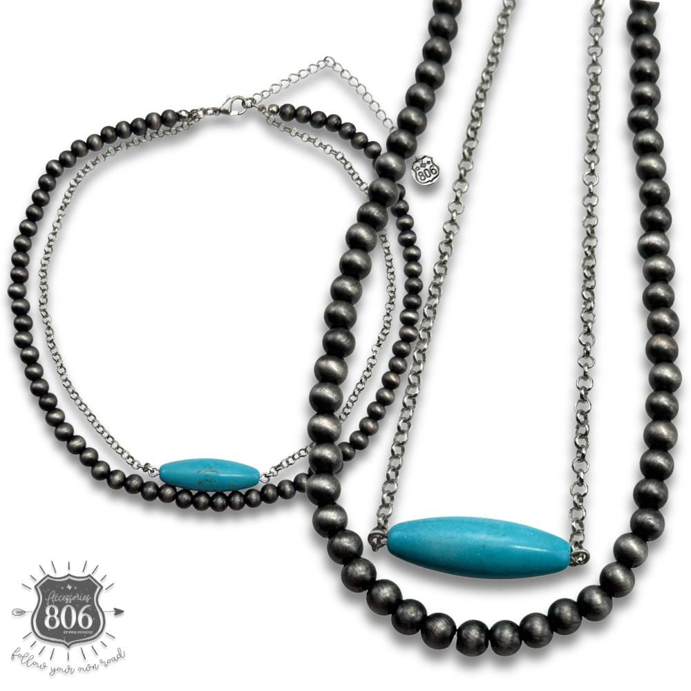 Western turquoise tube bead necklace