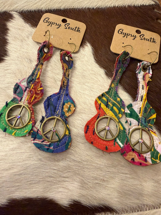 Peace Guitar Earrings