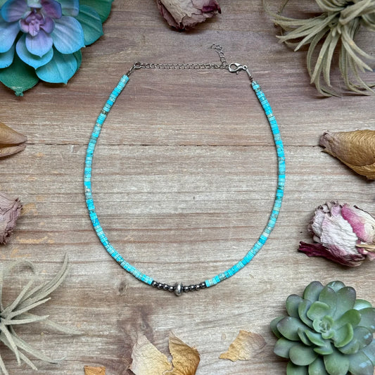 Variscite Heishi Necklace - 14"