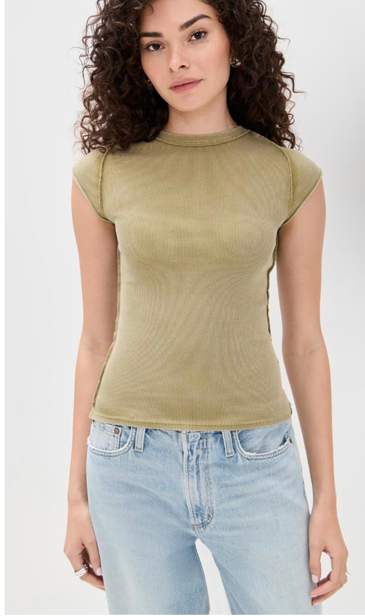 Ribbed Capsleeve T-Shirt