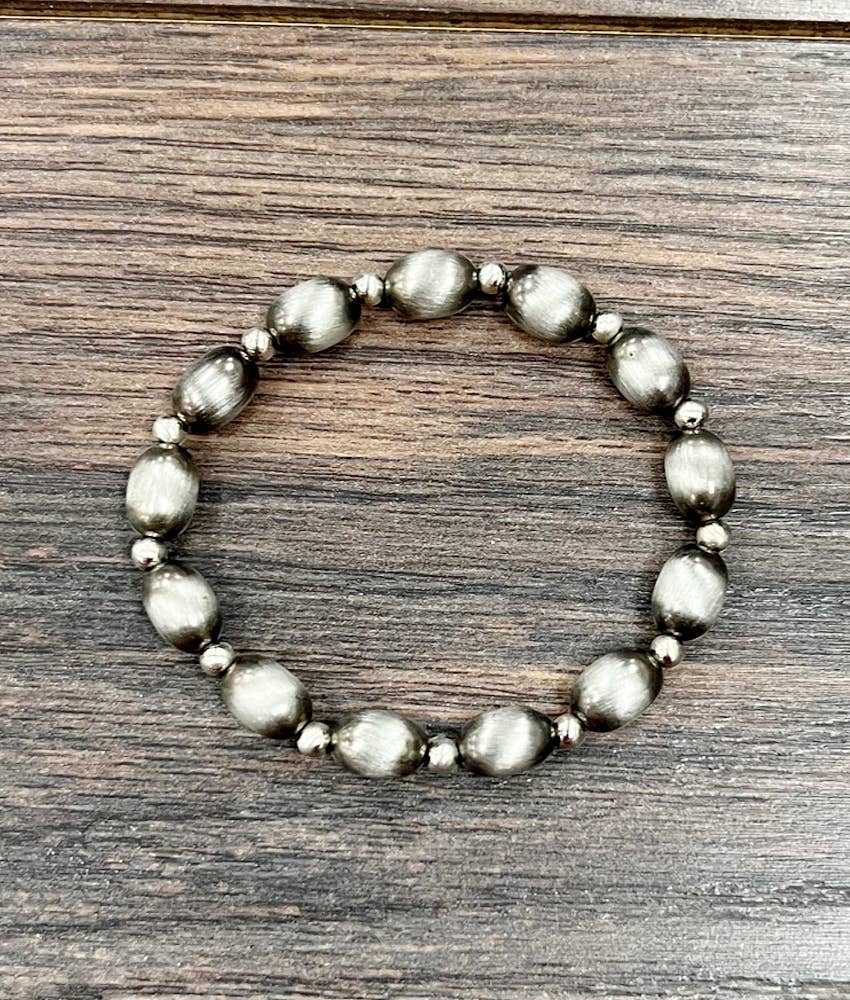 10mm Oval Navajo Bead Stretch Bracelet
