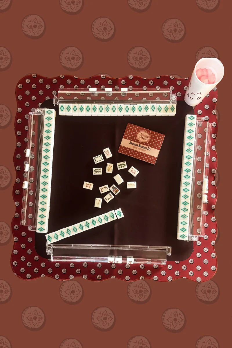 WILD WEST MAHJONG SET, INCLUDES TILES, RACKS (4), TILE BAG, AND MAT