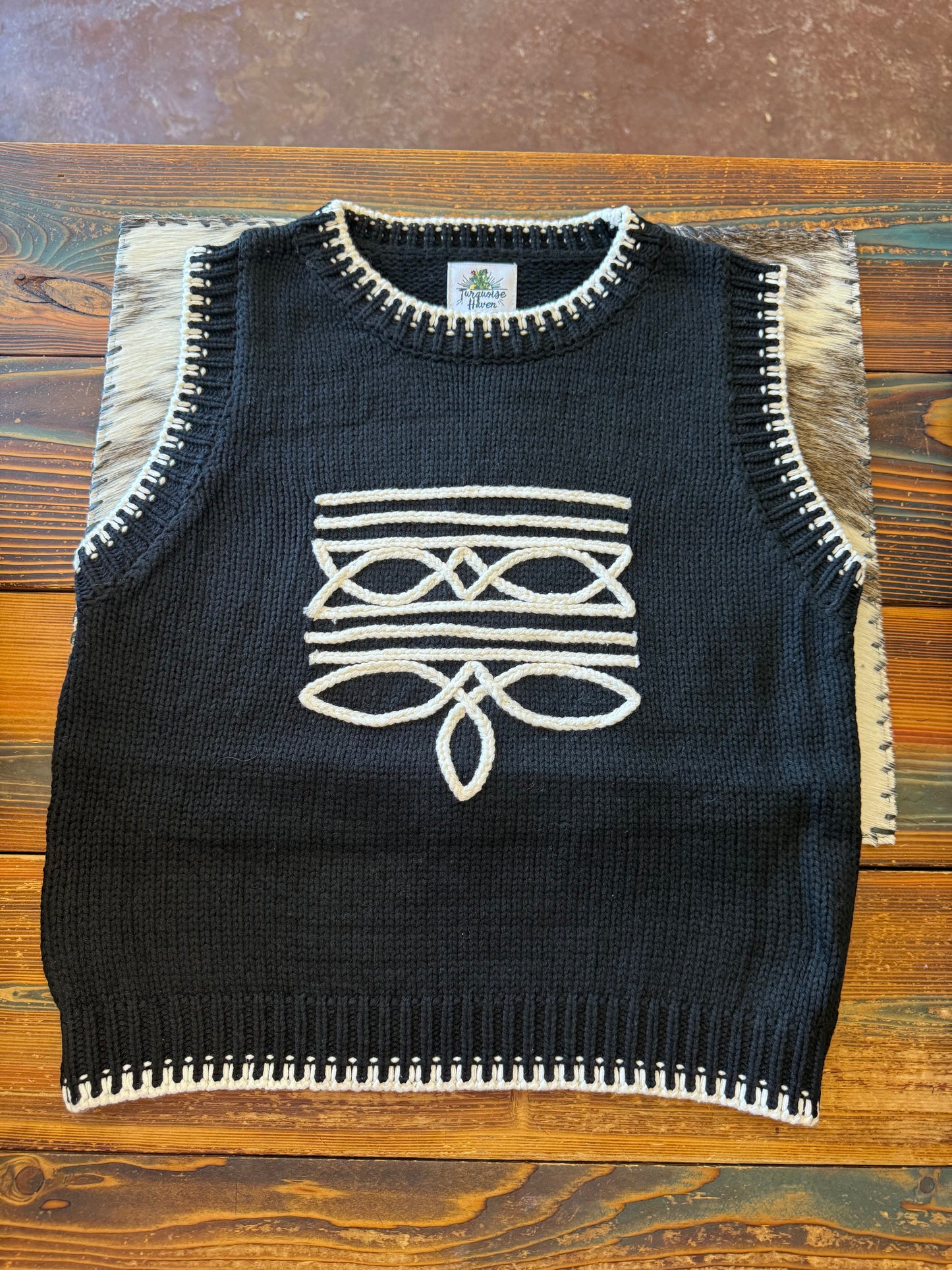 Black Boot Stitch Sweater Vest