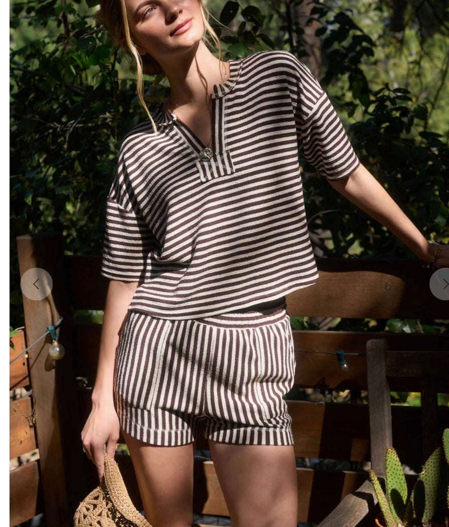 Brown Striped Matching Set