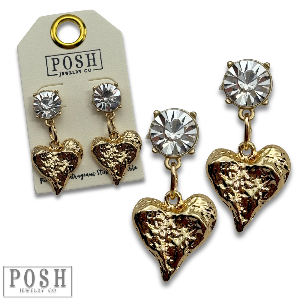Folk art style heart charm earring