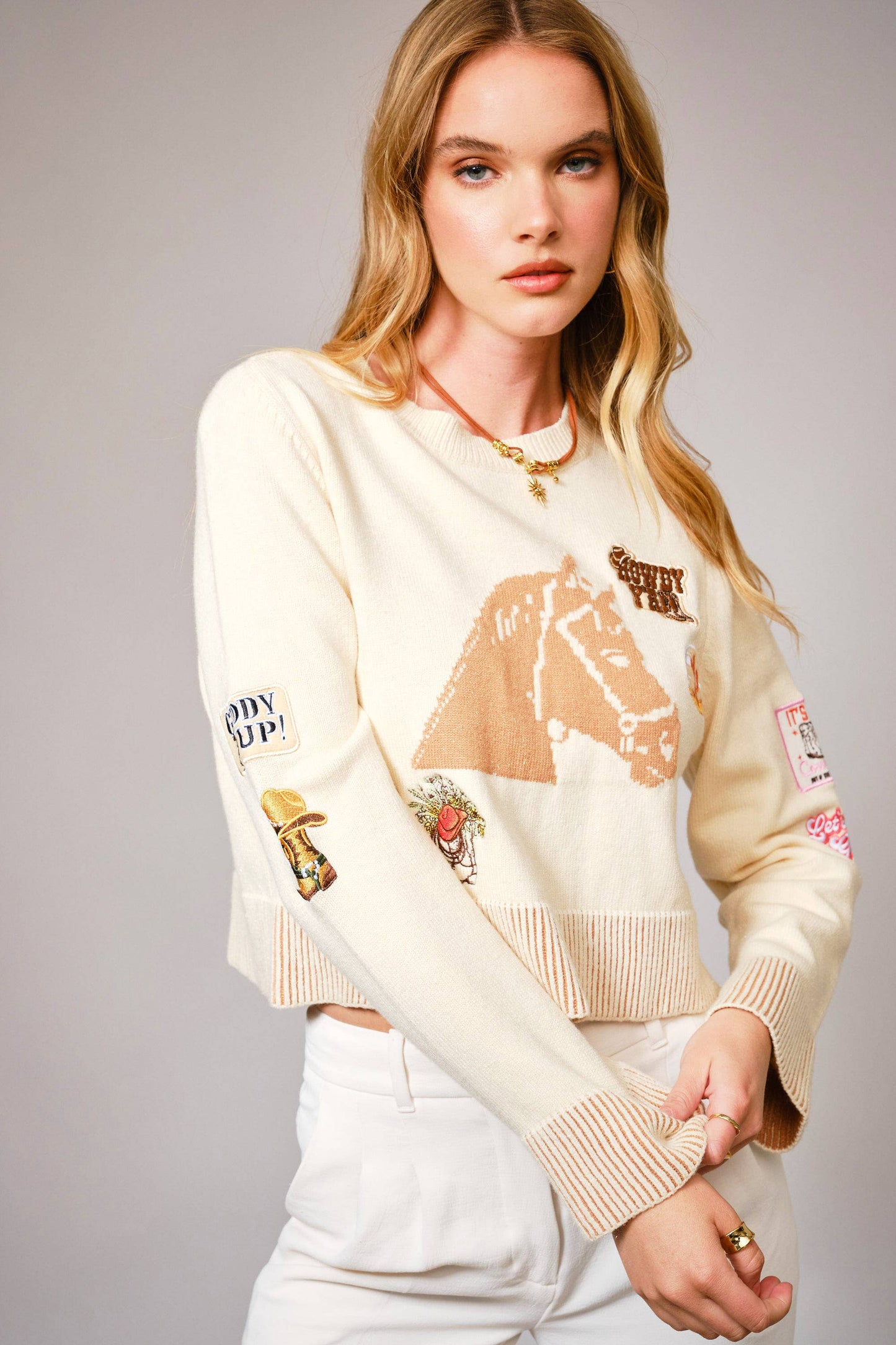 Horse Graphic Western Patch Sweater