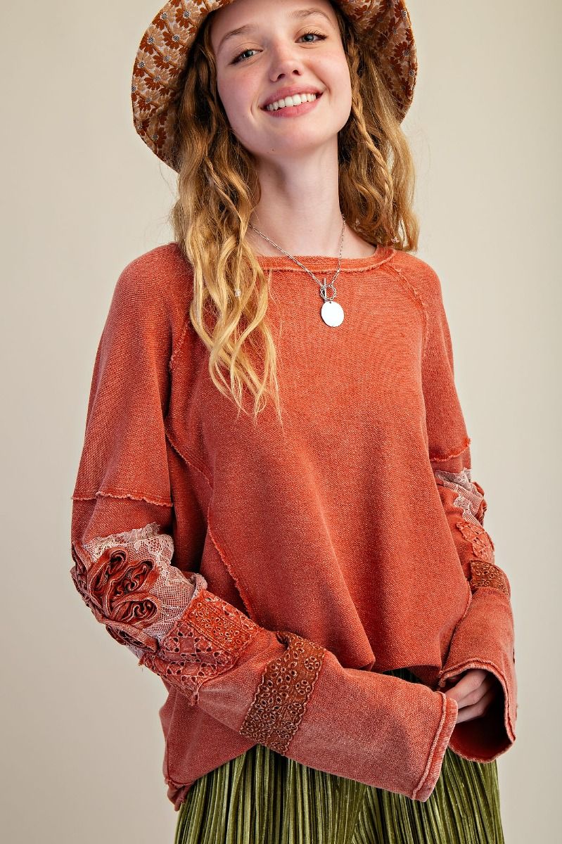 INSIDE OUT WASHED TERRY PULLOVER