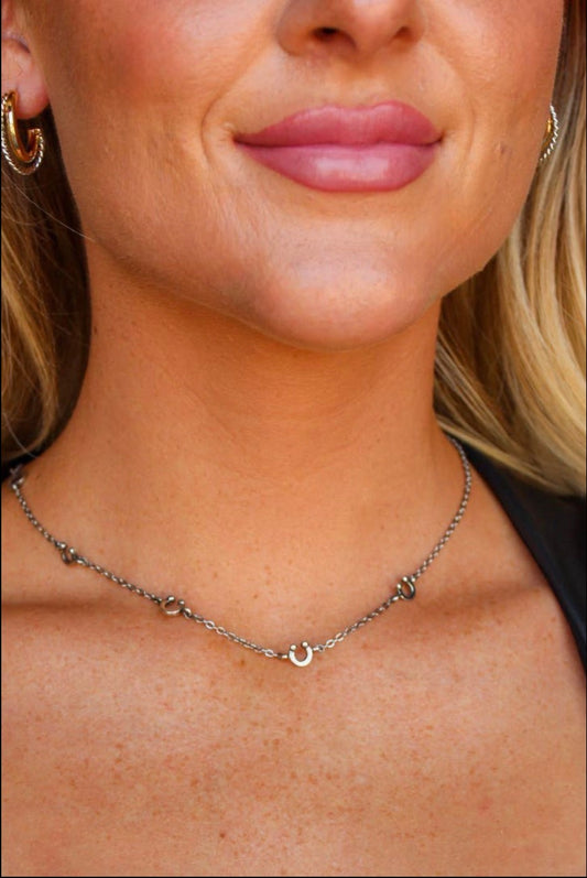 18K Plated Horseshoe Charm Necklace